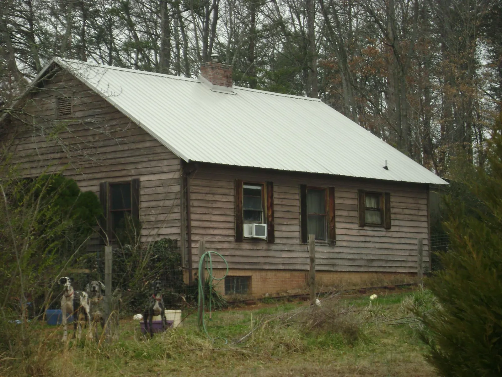 White metal roof on an old wood sided farmhouse, from a Metal Roof Installation job in Halsey